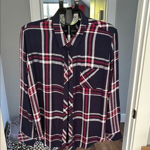 Rails Blue and Red Plaid Blouse Relaxed Style